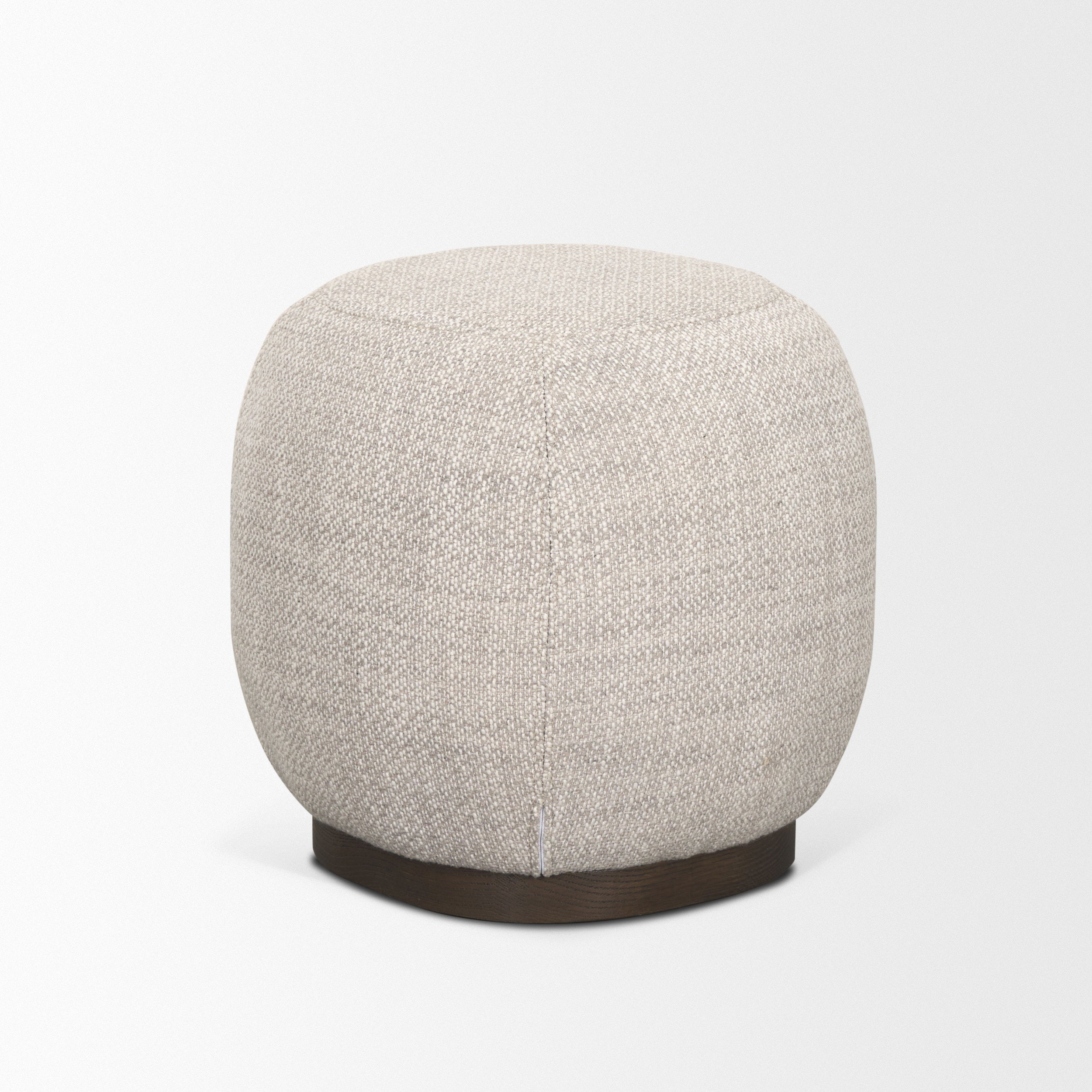 Siren Gray Fabric with Dark Brown Wood Round Accent Stool large image 