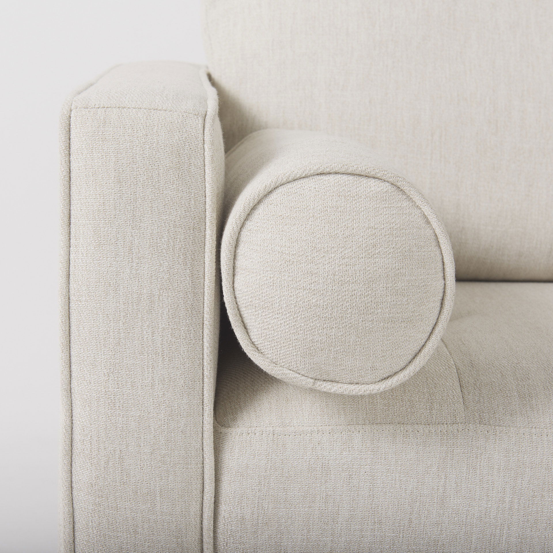 Loretta  Cream Fabric Chair with Two Bolster Cushions, Accent Chair by Mercana, 40.75" length x 36.22" width x 33.86" height View 11