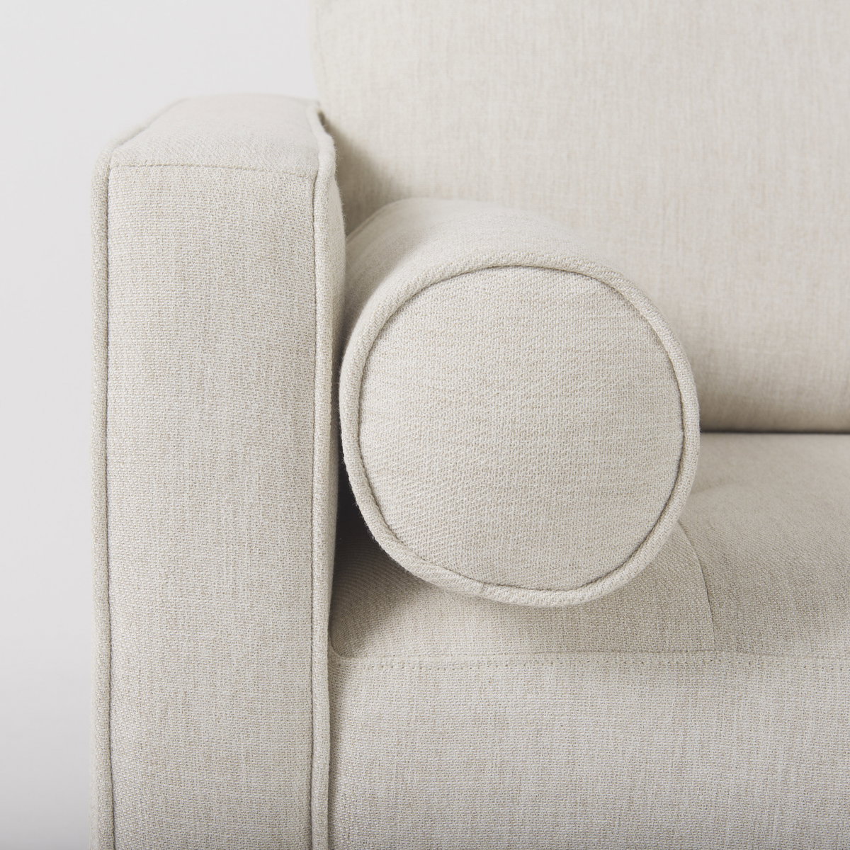 Loretta  Cream Fabric Chair with Two Bolster Cushions, Accent Chair by Mercana, 40.75" length x 36.22" width x 33.86" height View 12