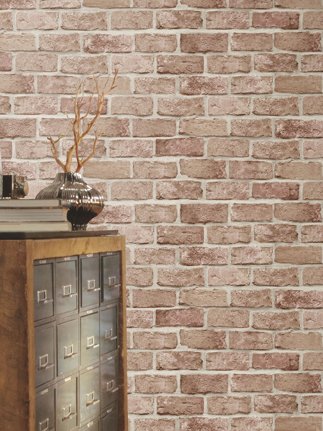 Stretcher Brick Red Peel & Stick Wallpaper large image 