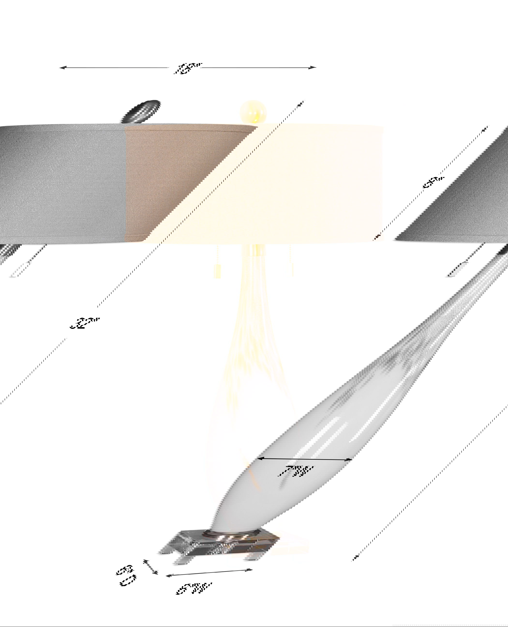 Cardoni White Glass Table Lamp, by Uttermost, 18" width x 32" height x 18" depth View 3