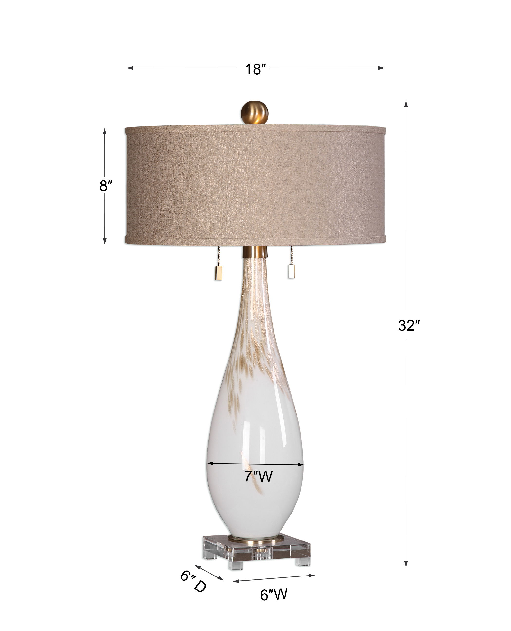 Cardoni White Glass Table Lamp large image 