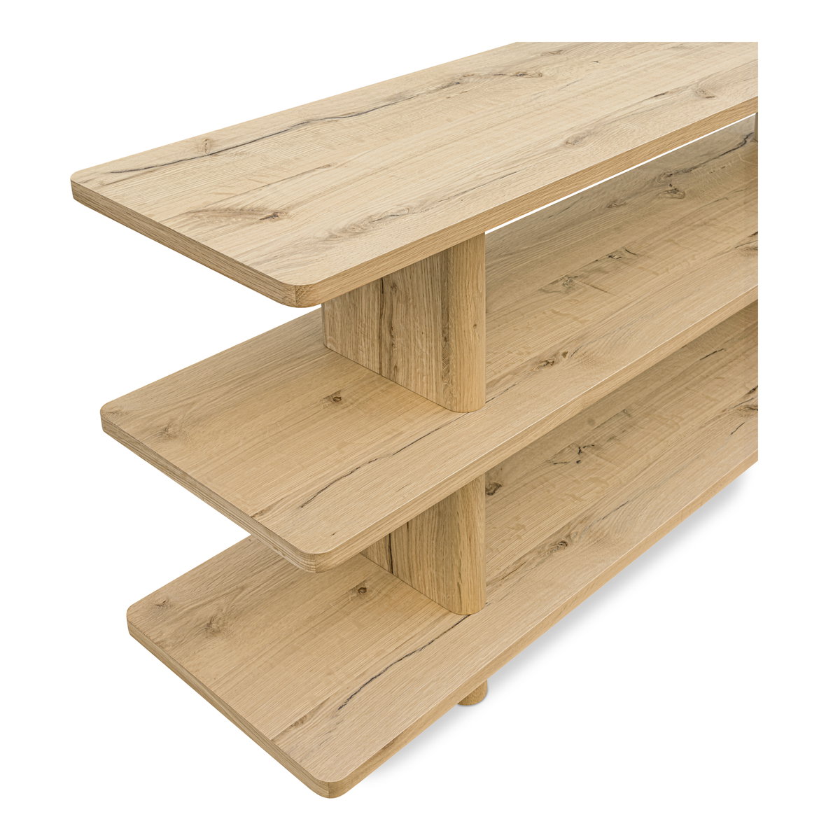 Casey Small Bookcase Rustic Oak, Shelving & Bookcase by Moe's Home, 70" width x 30" height x 15" depth View 4