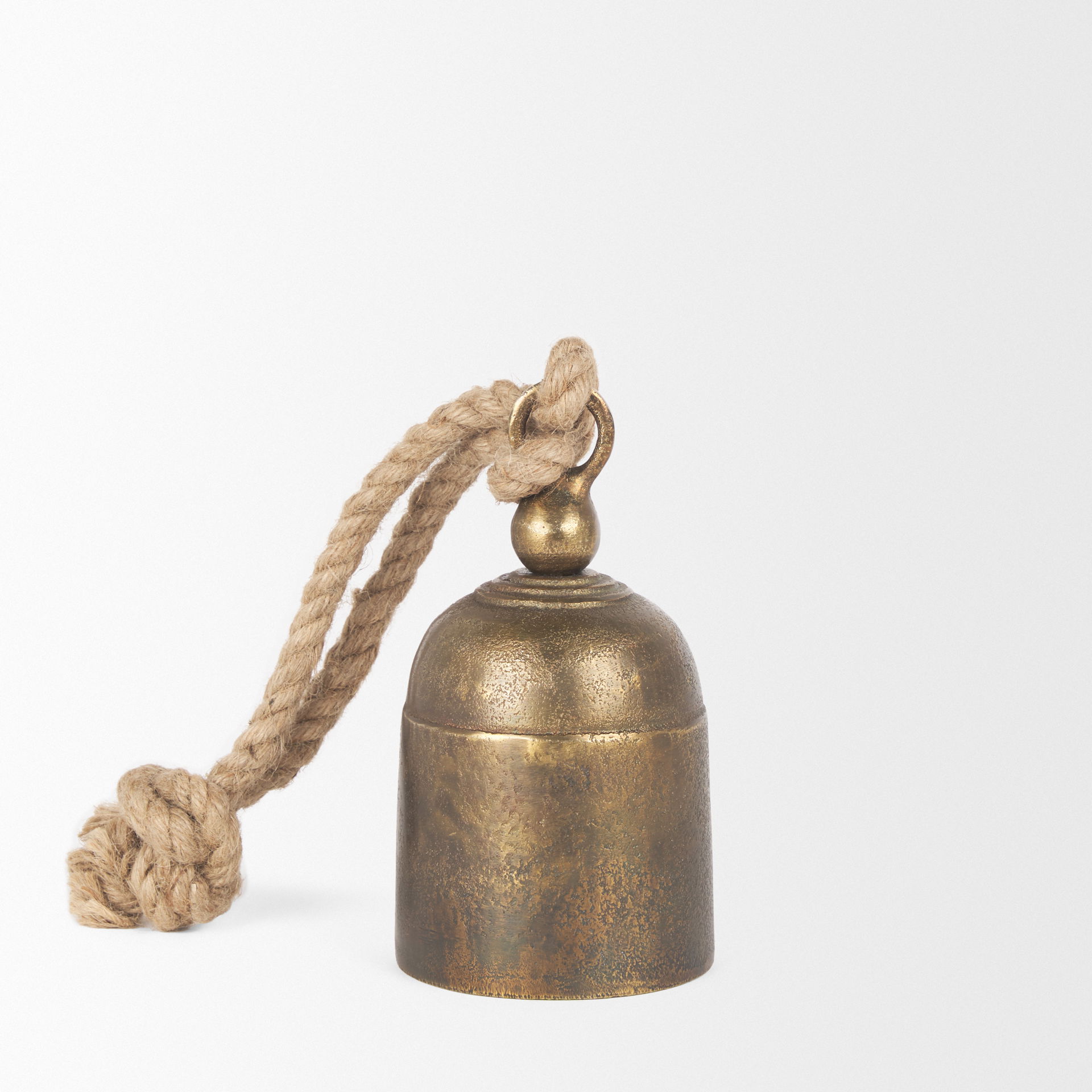 Quincy Small Gold Metal Decorative Bell Object, Decorative Object by Mercana, 3.5" length x 3.5" width x 6" height View 5