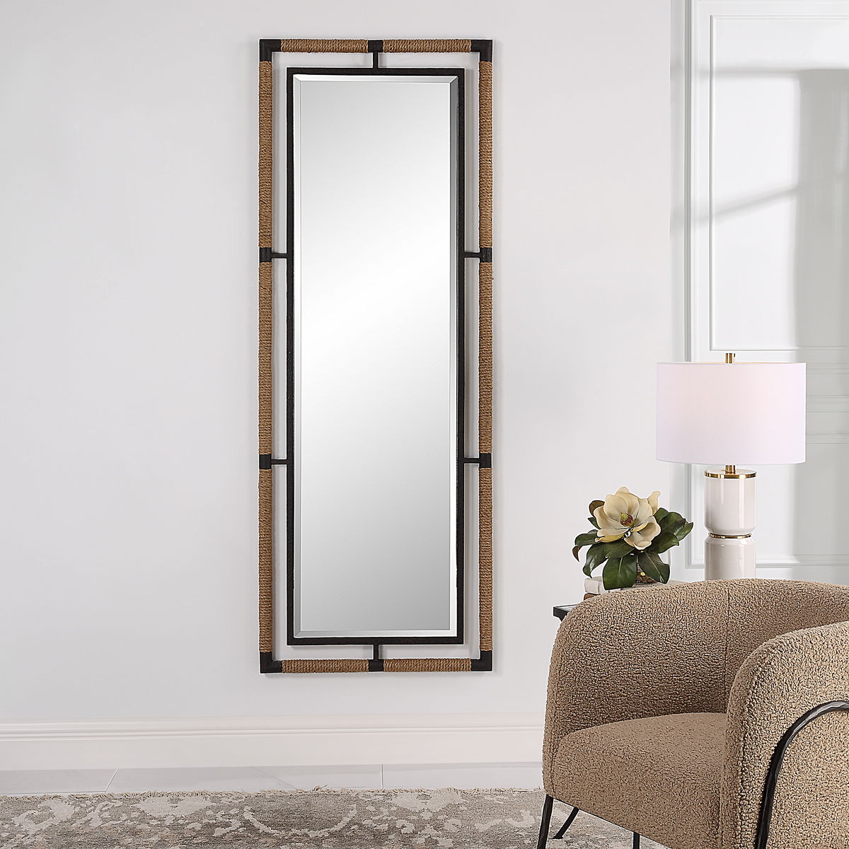 Melville Iron & Rope Tall Mirror, by Uttermost, 27.5" width x 76" height x 1.5" depth View 2