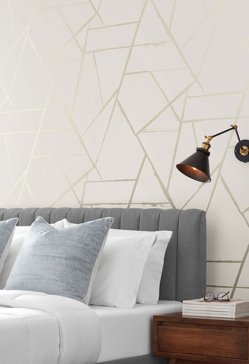 Intersect Beige Metallic Wallpaper
