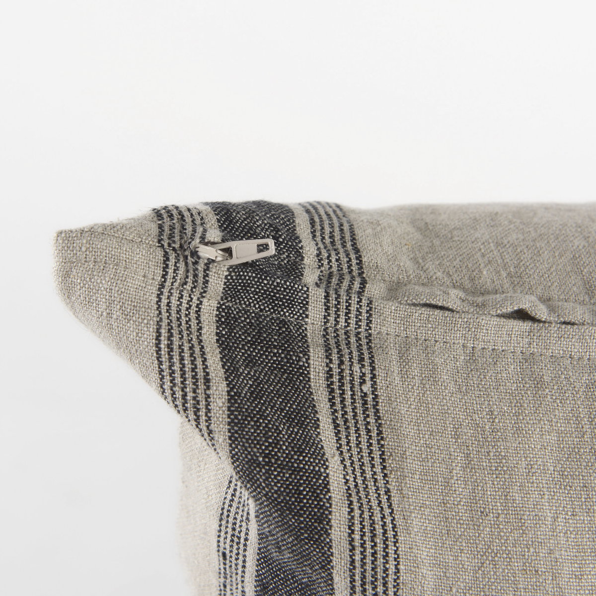 Hattie 20L x 20W Beige and Black Fabric Striped Decorative Pillow Cover, by Mercana, 20" length x 20" width x 0.2" height View 12