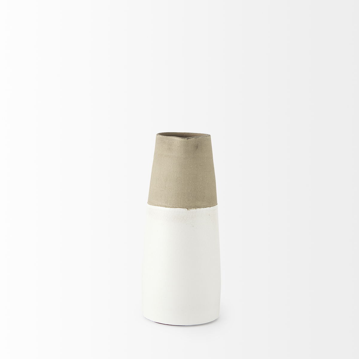Garand Small 13H Two-Toned White Natural Ceramic Jug, Decorative Jar by Mercana, 6.3" length x 4.53" width x 10.24" height View 6