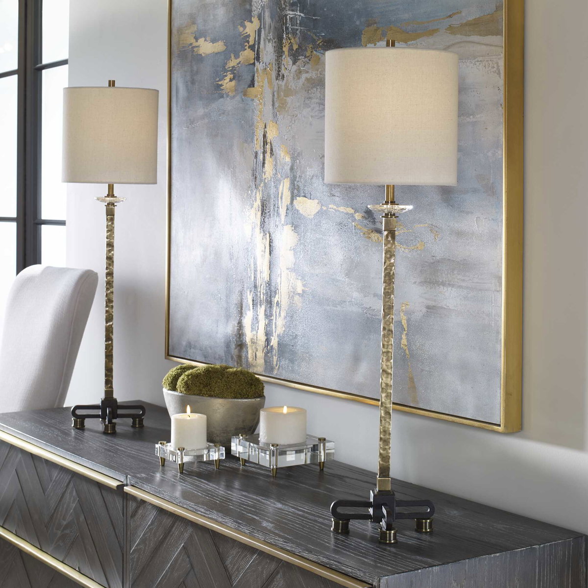 Parnell Industrial Buffet Lamp, Table Lamp by Uttermost, 9" width x 33.75" height x 9" depth View 2