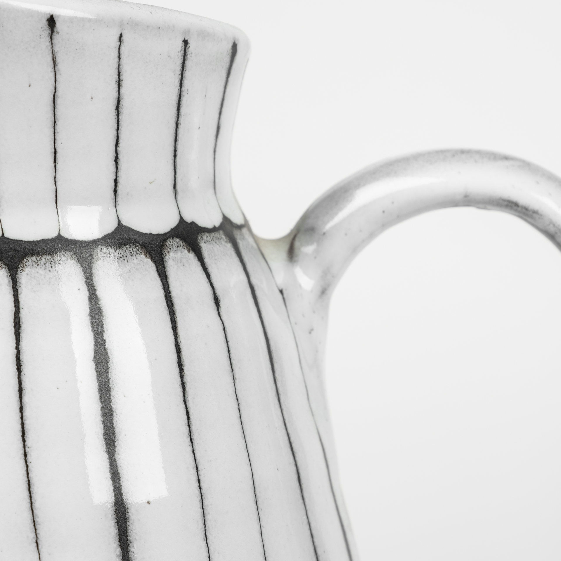 Lome Large White/Black Patterned Ceramic Water Pitcher, Decorative Jar by Mercana, 9.1" length x 6.9" width x 13.4" height View 6