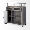 Udo Metal Frame Two Door Cabinet with Two Drawers & Wood Top Bar Cart, Bar Carts & Cabinet by Mercana, 16.54" length x 35.43" width x 40.75" height thumbnail 7
