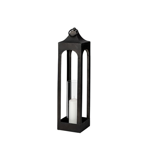 Ina Tall Charcoal Metal Candle Holder Lantern
