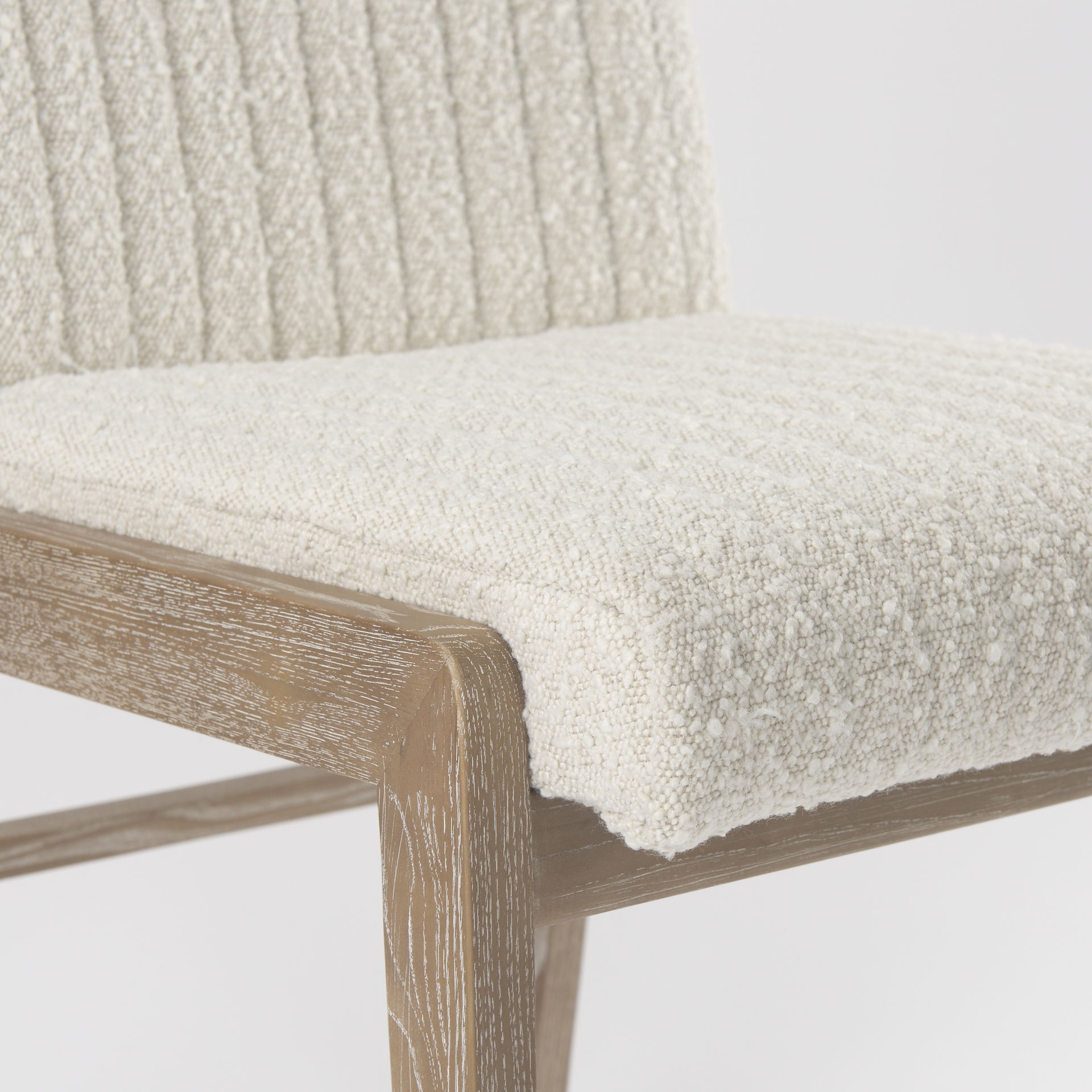 Tahoe Cream Boucle Upholstered and Light Brown Wood Armless Dining Chair large image 