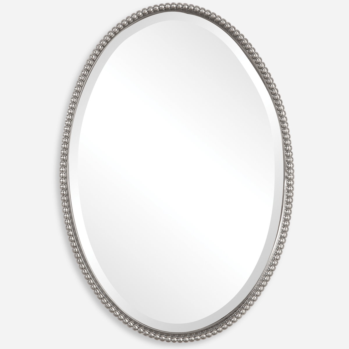 Sherise Brushed Nickel Oval Mirror, by Uttermost, 22" width x 32" height x 1.75" depth View 1