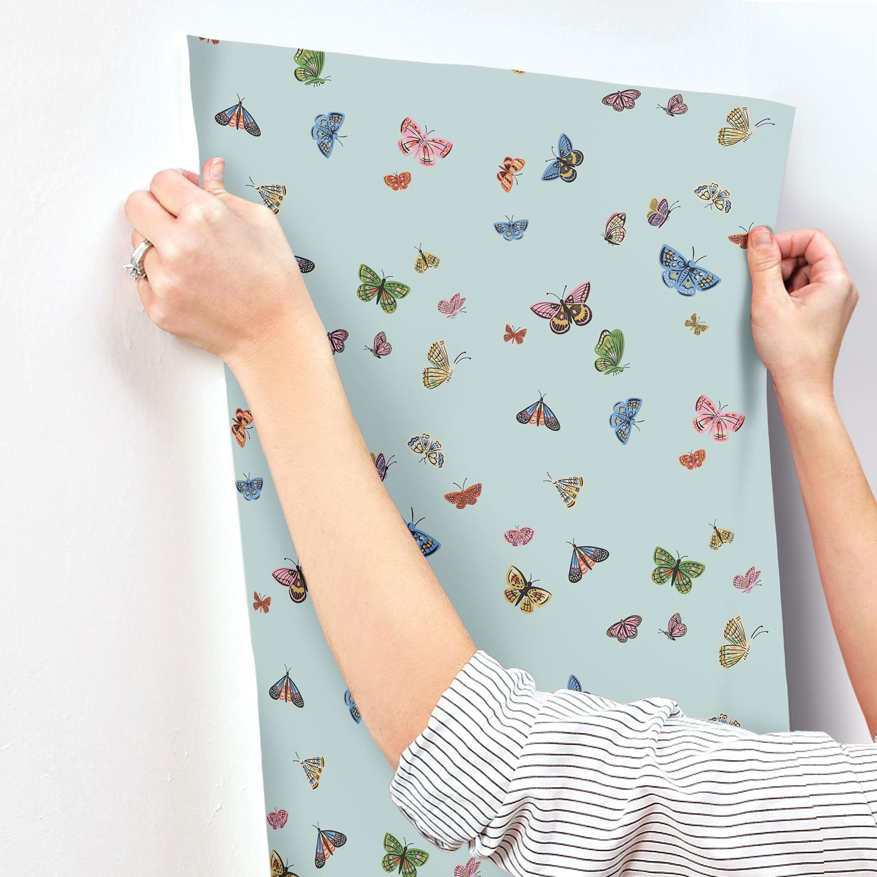 Butterfly House Light Blue Wallpaper large image 