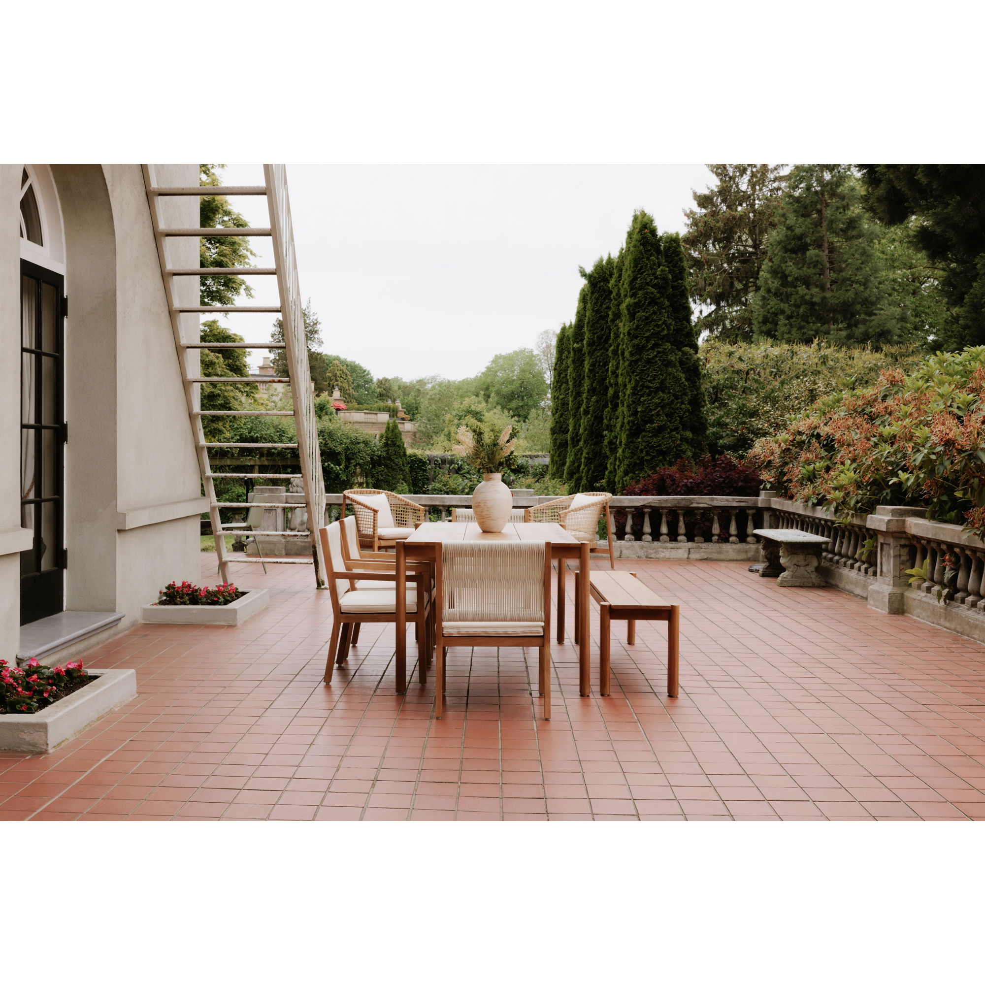 Tempo Outdoor Dining Bench Natural, Benche by Moe's Home, 71" width x 18" height x 16" depth View 7