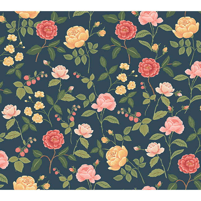 Roses Navy Wallpaper large image 
