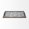 Fantuz 32L x 16W Gray Metal, Wood and Glass Serving Tray thumbnail 2