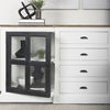 Bourchier 75x21 White/Black Solid Wood Frame Brown Top 4 Drawer 2 Glass Cabinet Buffet thumbnail 2