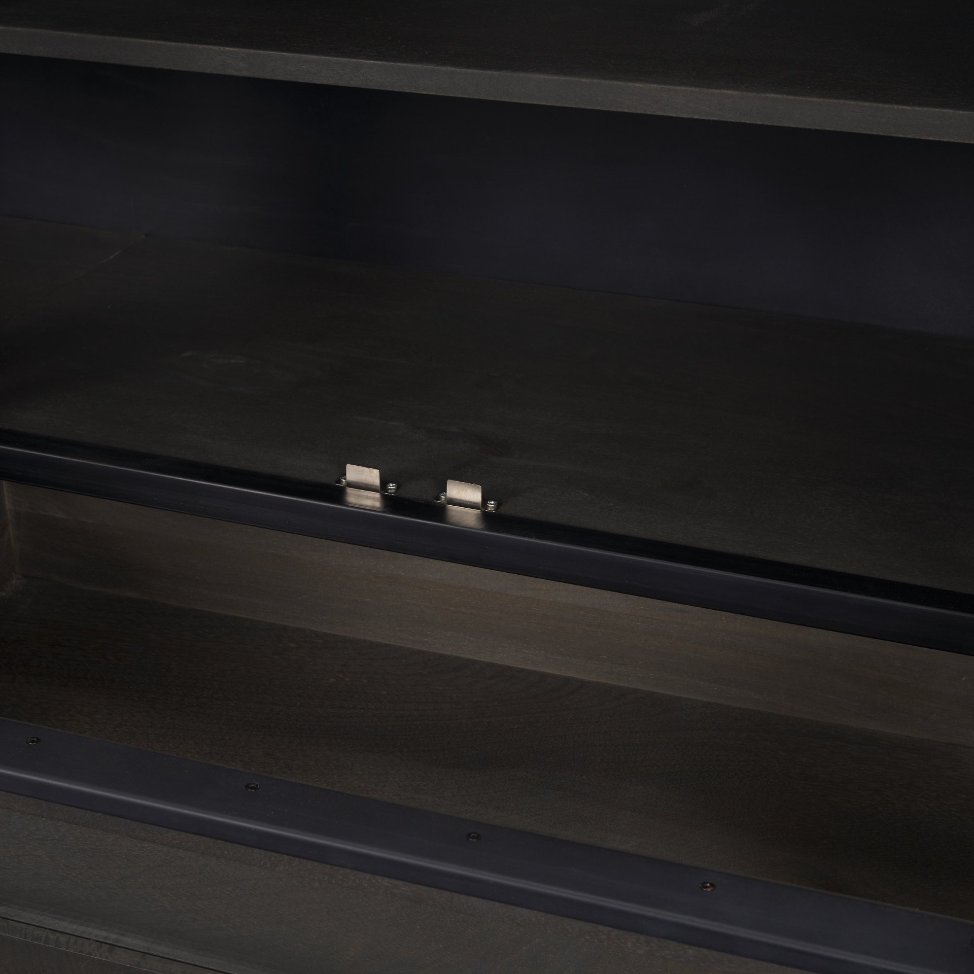 Gehry I 62.3x16.5 Black Metal Frame with Wood Accent 4 Cabinet Door Two Drawer Sideboard, Sideboards & Buffet by Mercana, 62.25" length x 16.5" width x 33.25" height View 11