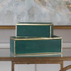 Karis Emerald Green Boxes Set/2, Decorative by Uttermost, 11.75" width x 3.75" height x 6" depth thumbnail 5