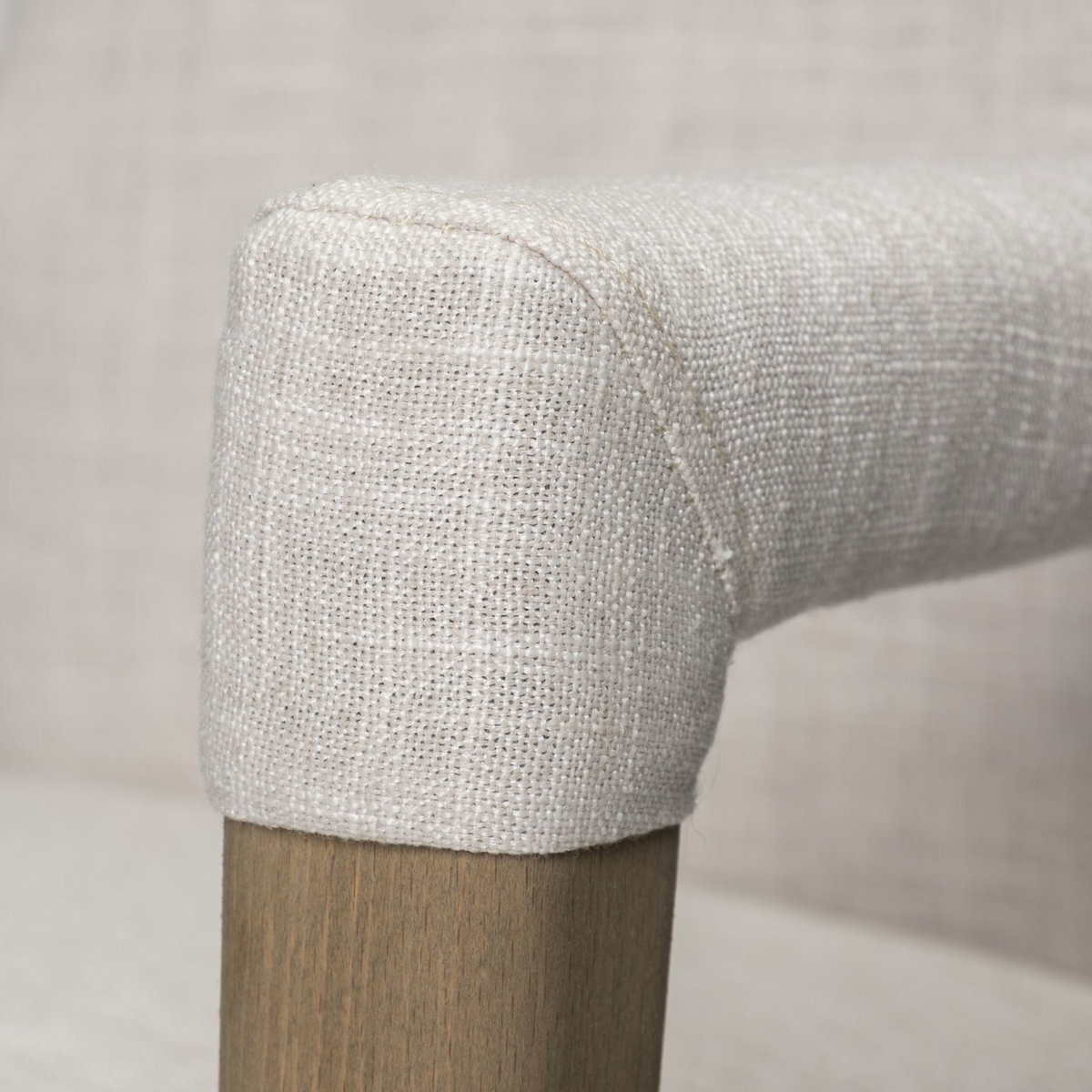 Palisades Curved Back Dining Side Chair | Cream Fabric with Brown Wood, Dining Chair by Mercana, 24.02" length x 25.59" width x 36.22" height View 8