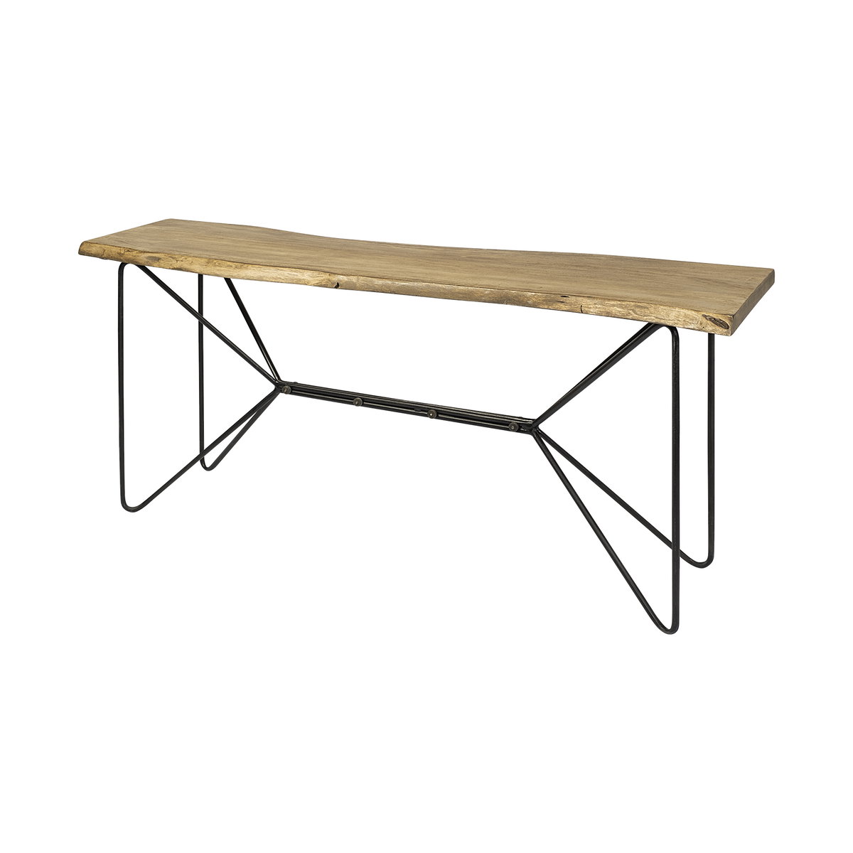 Papillion I 66L x 16W Blonde Wood and Iron Console Table, by Mercana, 66" length x 17" width x 29" height View 1