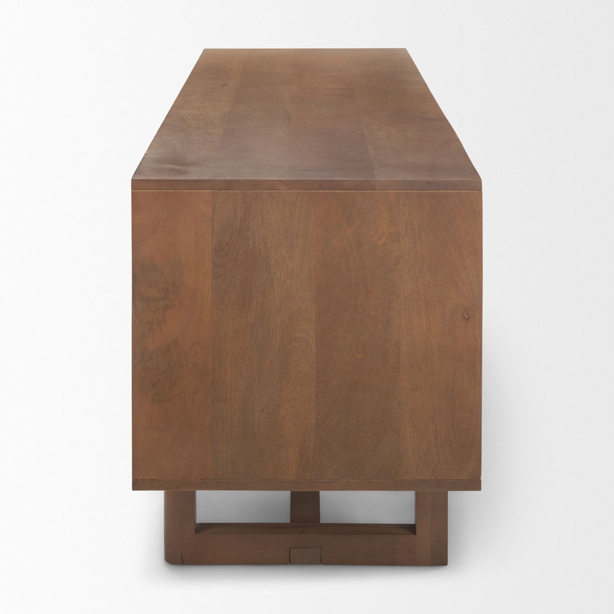 Grier 65' Medium Brown Wood with Cane Media Console, by Mercana, 65" length x 18.75" width x 23" height View 6