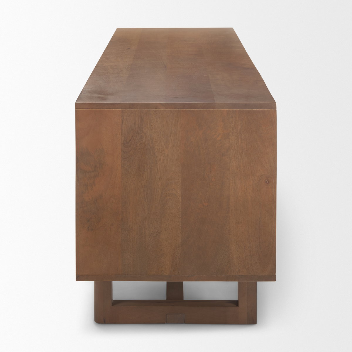 Grier 65' Medium Brown Wood with Cane Media Console, by Mercana, 65" length x 18.75" width x 23" height View 6