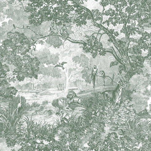 Jungle Toile Green Peel & Stick Wallpaper