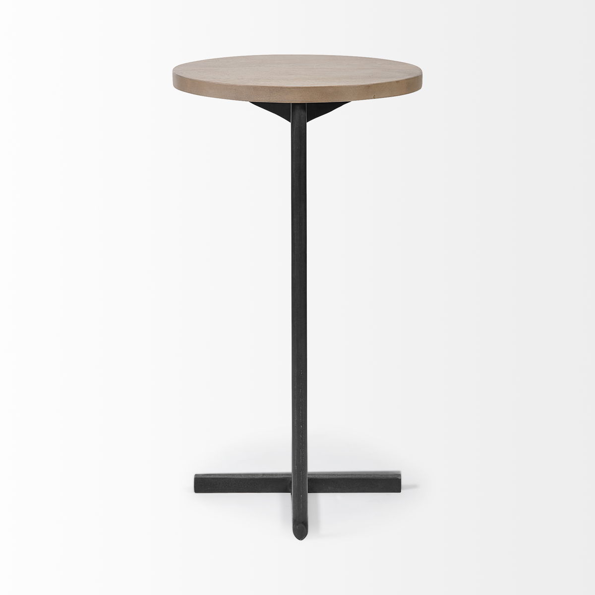 Ballatine 15L x 15W x 27H Brown Wood Round Top with Black Metal Base Accent Table, Side & End Table by Mercana, 15" length x 15" width x 27" height View 5