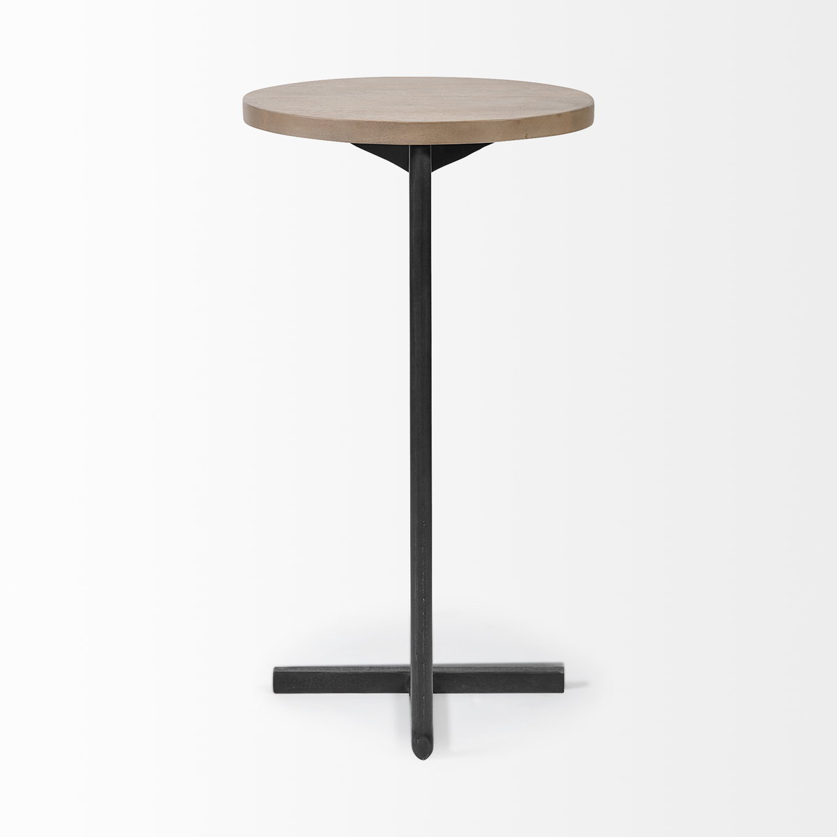 Ballatine 15L x 15W x 27H Brown Wood Round Top with Black Metal Base Accent Table, Side & End Table by Mercana, 15" length x 15" width x 27" height View 5