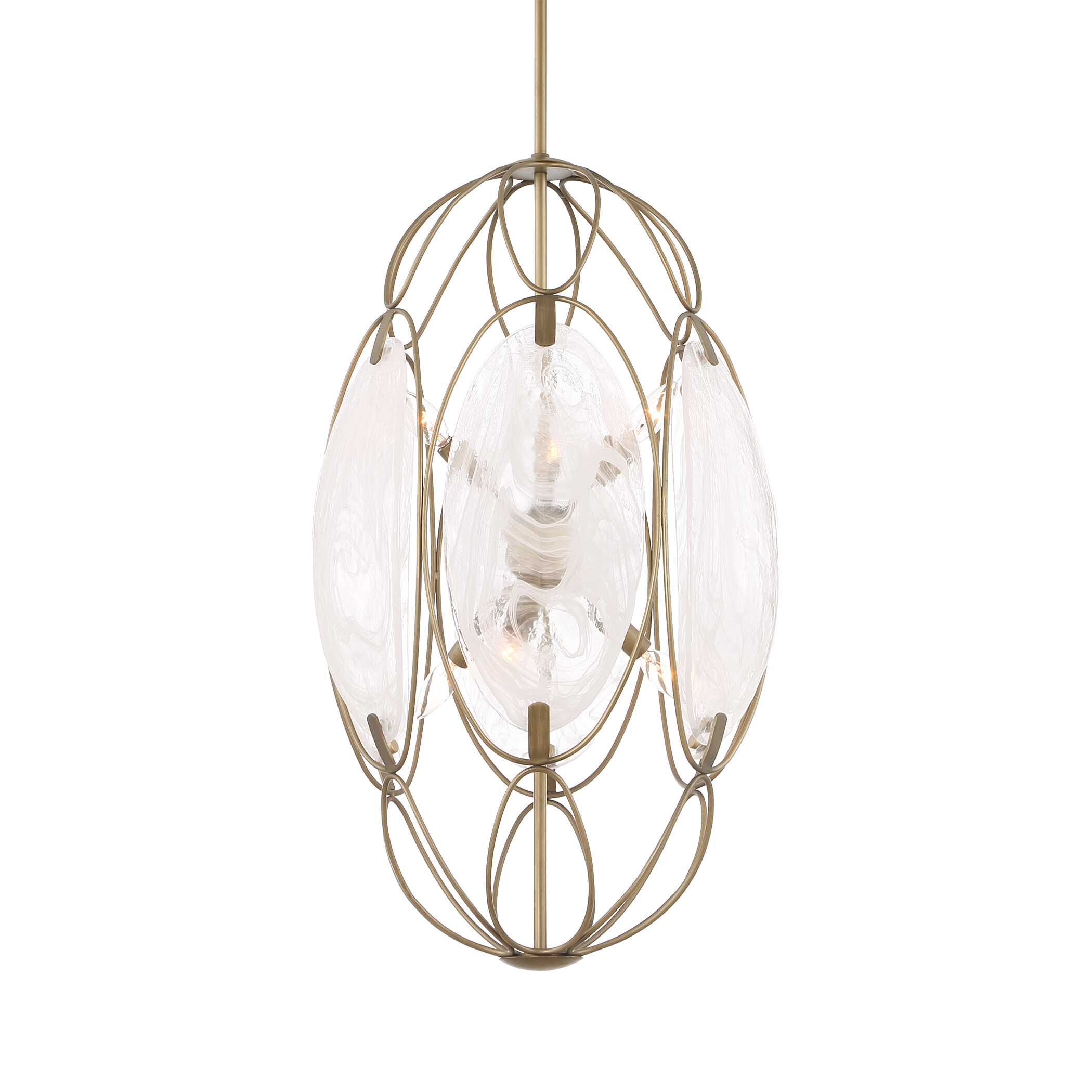 Valencia 6 Light Glass Panel Pendant, Ceiling Light by Uttermost, 31" height x 19" diameter View 4