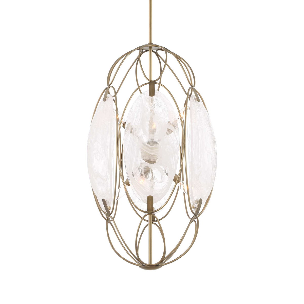 Valencia 6 Light Glass Panel Pendant, Ceiling Light by Uttermost, 31" height x 19" diameter View 4