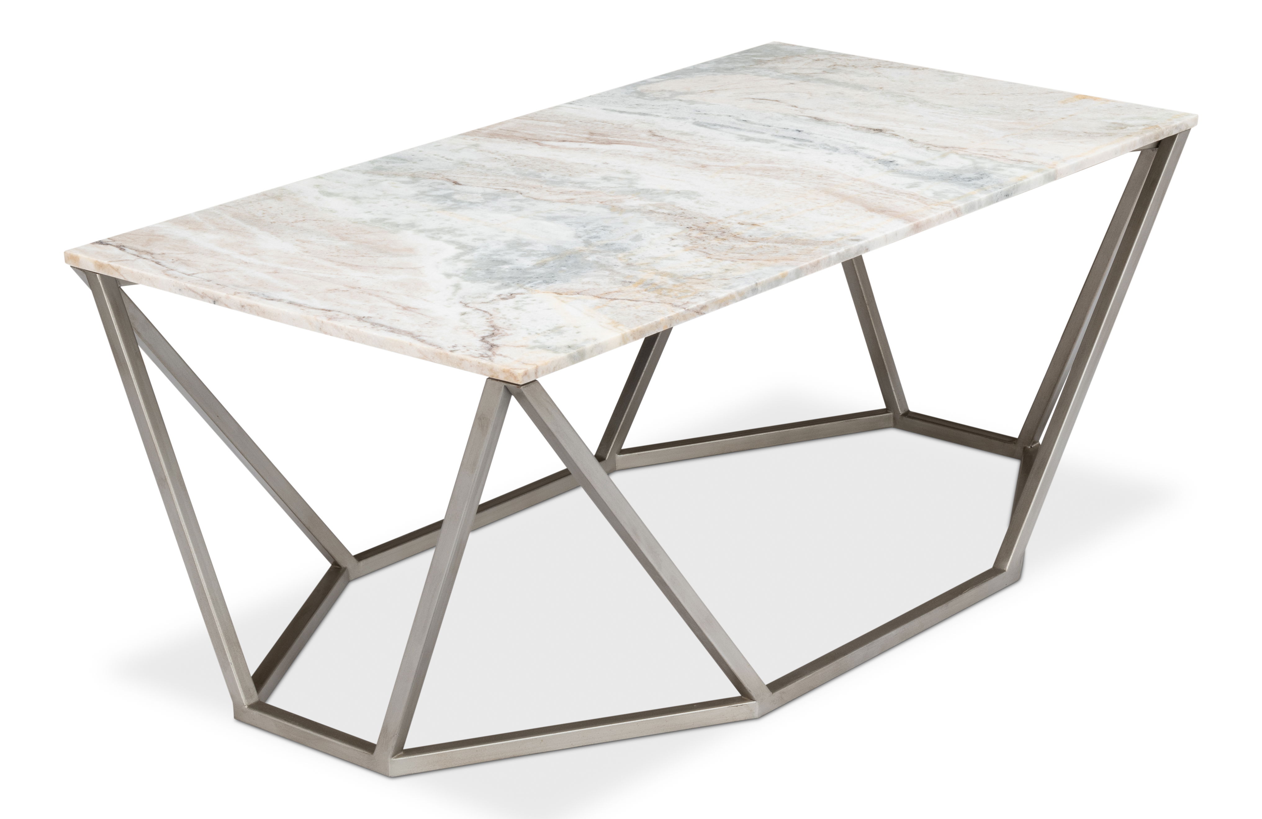Trapezoid Coffee Table, Marble Top, by Sarreid, 44" length x 23" width x 18" height View 4