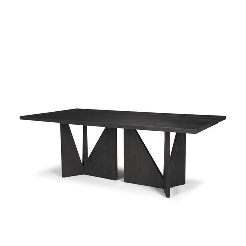 Tarro 84" Rectangular Textured Black Wood with Geometrical Base Dining Table