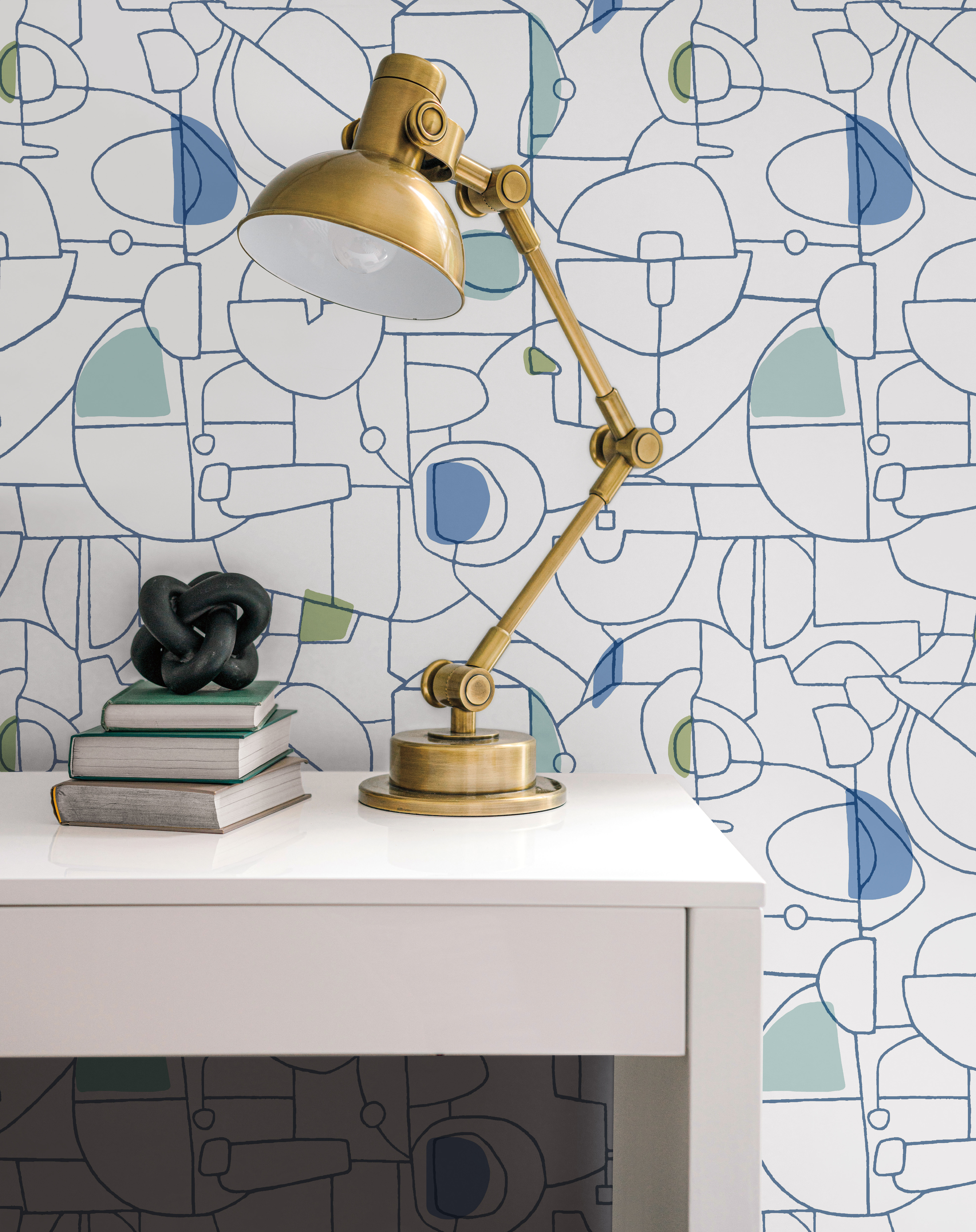 Fauvist Blue & Green Peel & Stick Wallpaper large image 