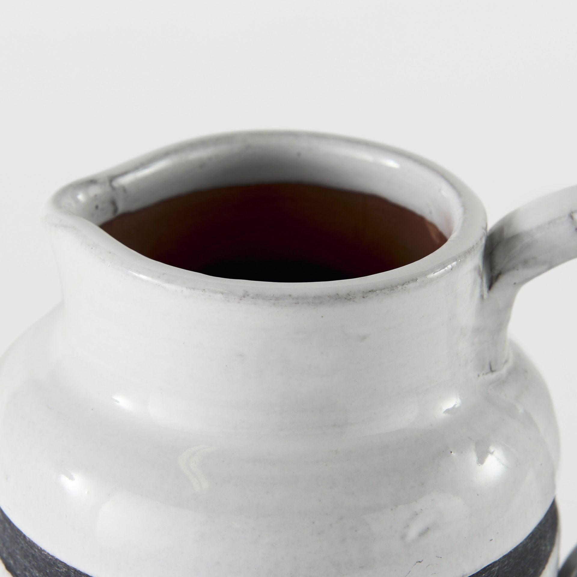 Harmon I Small White with Charcoal Stripes Ceramic Jug, Decorative Jar by Mercana, 6" length x 7.09" width x 7.09" height View 7