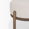Gwynn Oatmeal Fabric with Dark Brown Wood Pouf thumbnail 6
