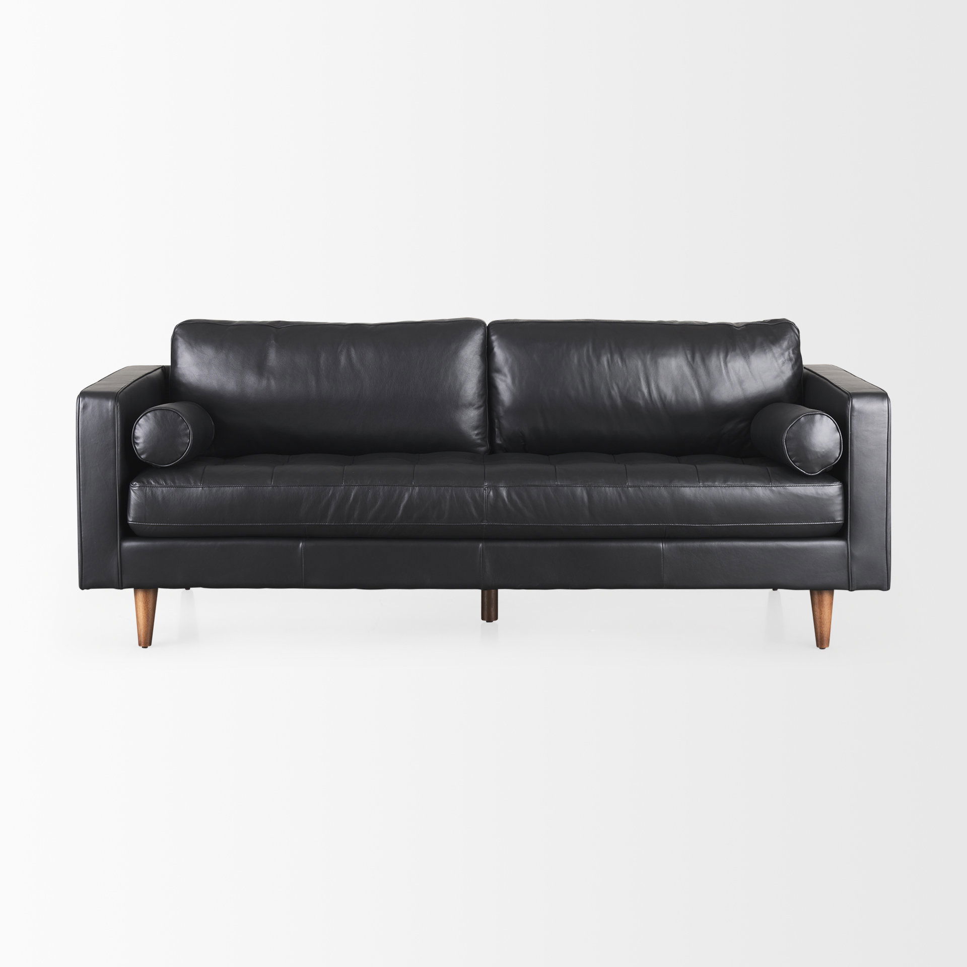 Svend  Black Leather Sofa, Sofas & Sectional by Mercana, 88" length x 38" width x 34" height View 5