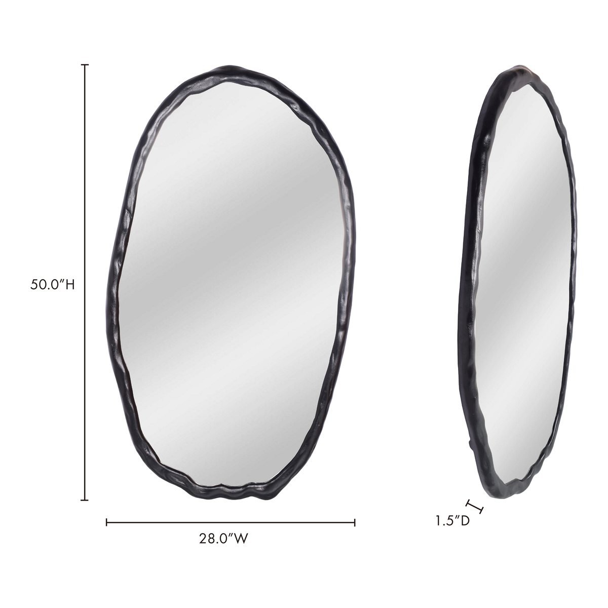 Foundry Oval Mirror Black, by Moe's Home, 28" width x 50" height x 1.5" depth View 5