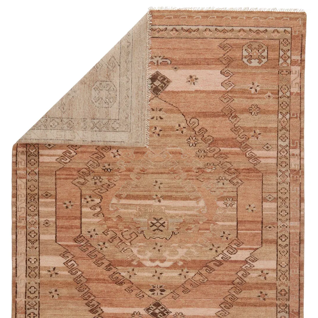 Jaipur Living Ziba JIN01 Handknotted Medallion Blush and Beige Runner Rug (3'x10') large image 
