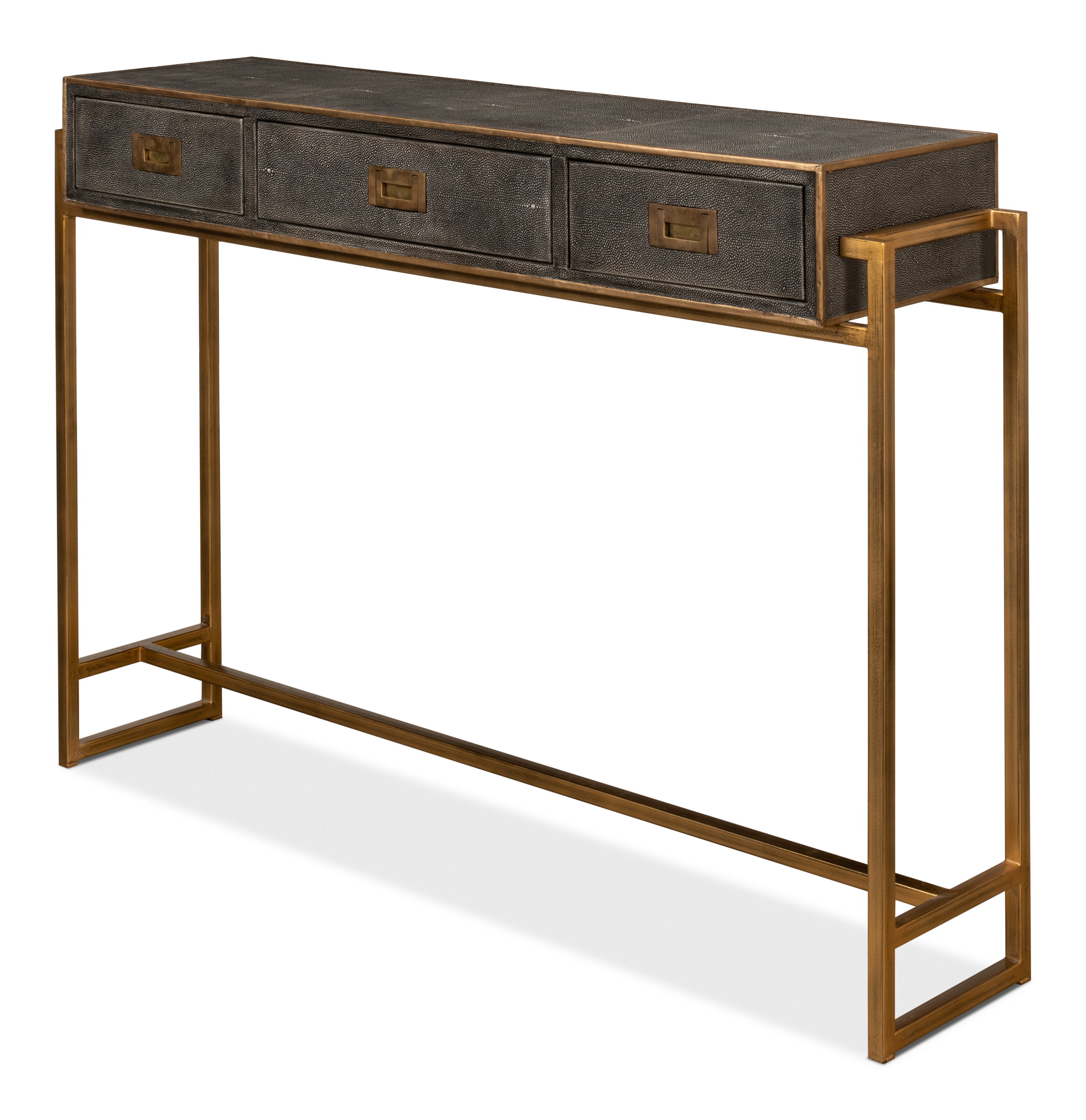 Shagreen Gold & Gray Console, Console Table by Sarreid, 49" length x 12" width x 34" height View 8