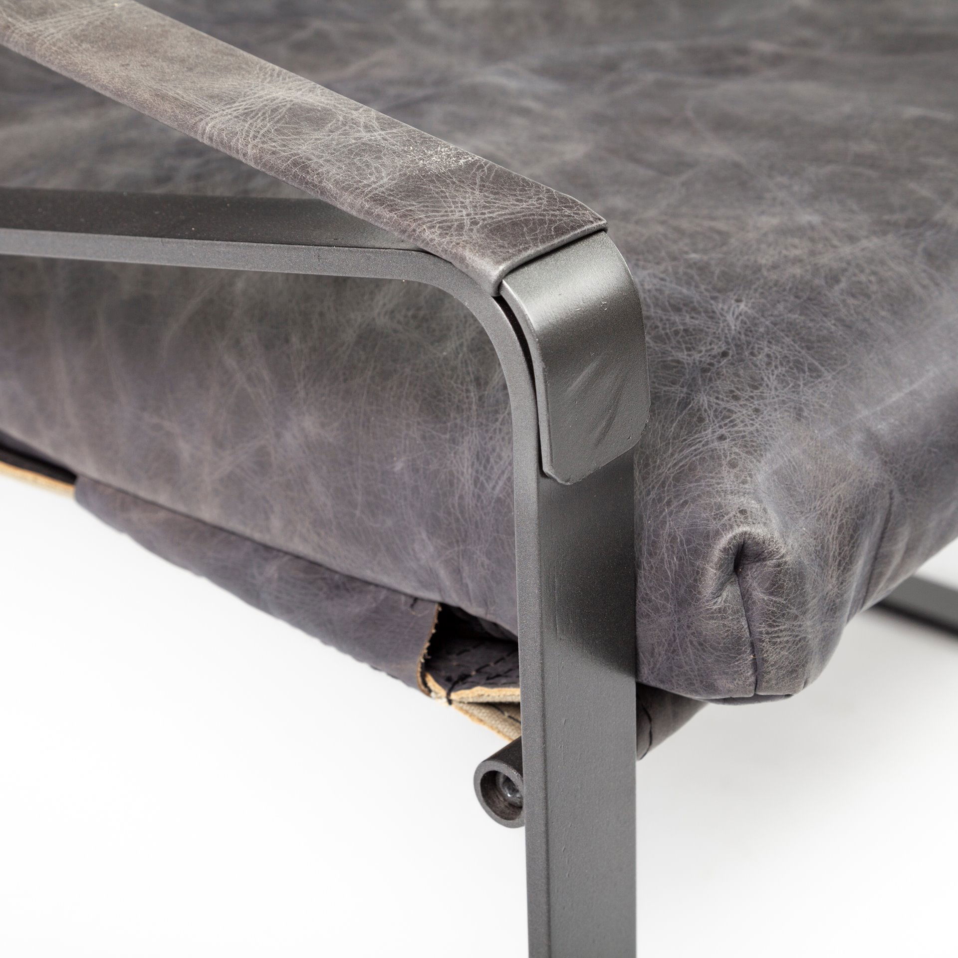 Hornet II Black Leather Body Metal Frame Accent Chair, by Mercana, 27.17" length x 36.61" width x 34.25" height View 11