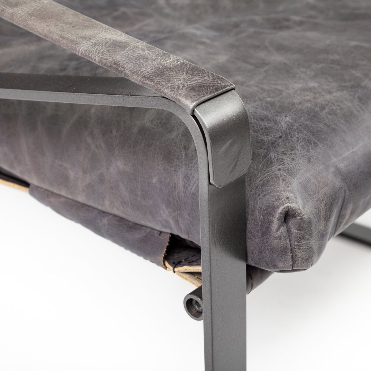 Hornet II Black Leather Body Metal Frame Accent Chair, by Mercana, 27.17" length x 36.61" width x 34.25" height View 11