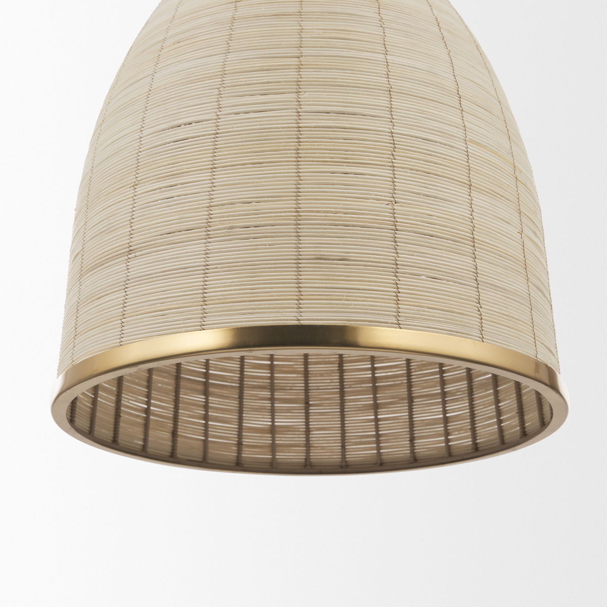 Saliha Cane with Brass Metal Pendant Light, by Mercana, 18" length x 18" width x 22.5" height View 8