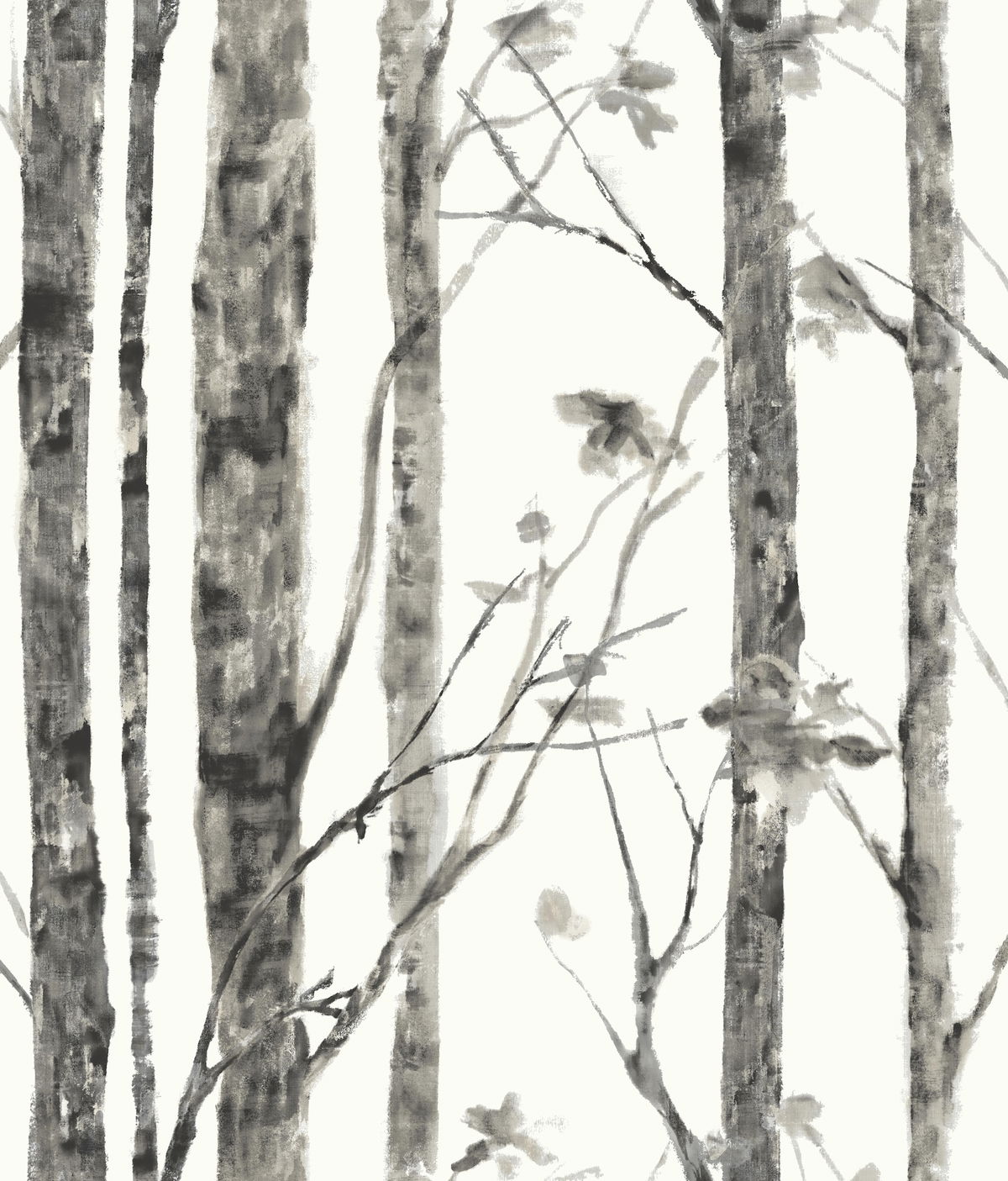 Trees Grey Peel & Stick Wallpaper, by York Wall, 16'6" length x 1'8.5" width x 0.02" depth