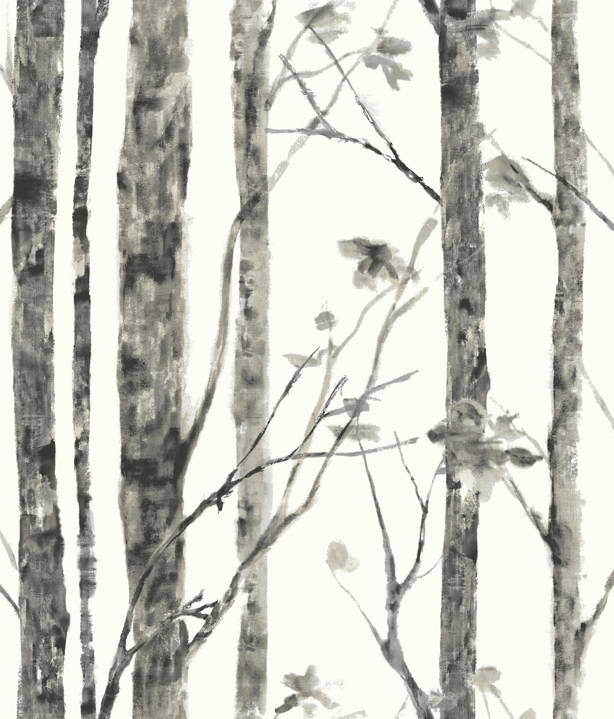 Trees Grey Peel & Stick Wallpaper, by York Wall, 16'6" length x 1'8.5" width x 0.02" depth