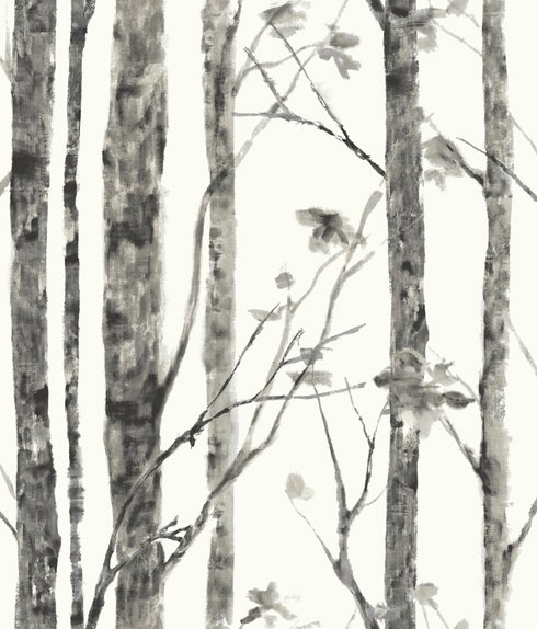 Trees Grey Peel & Stick Wallpaper