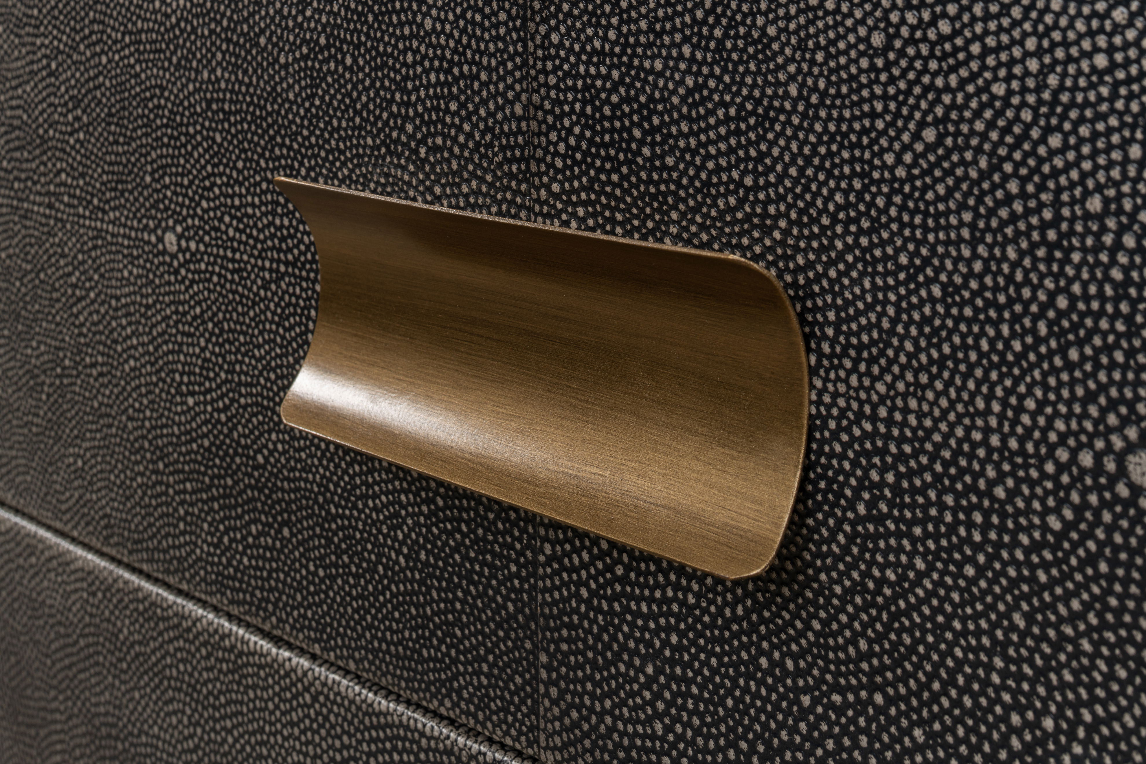 Gideon Shagreen 3 Drawer Side Table, Gry large image 